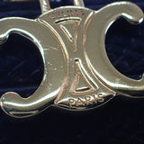 セリーヌ CELINE カードホルダー トリオンフ チャーム 10M083FVO.38NO カードケース カーフ ブラック ゴールド金具 レディース【中古】【Aランク】