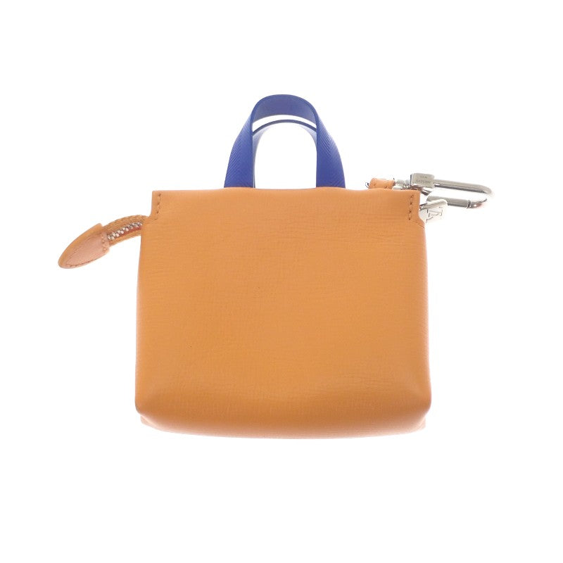 ルイヴィトン LOUIS VUITTON LV ミニショッパー キーホルダー M02699 バッグチャーム レザー オレンジ ネイビー レディース メンズ【中古】【ABランク】