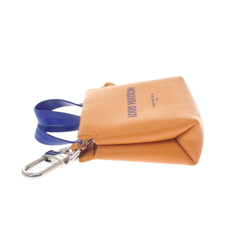 ルイヴィトン LOUIS VUITTON LV ミニショッパー キーホルダー M02699 バッグチャーム レザー オレンジ ネイビー レディース メンズ【中古】【ABランク】