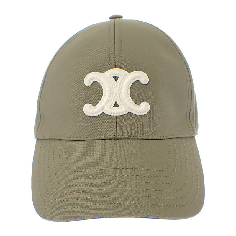 セリーヌ CELINE トリオンフ ベースボールキャップ L 2AUT6969P.02KL キャップ コットン カーキ ゴールド金具 レディース ユニセックス【中古】【Aランク】