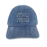 ミュウミュウ MIUMIU デニムベースボールキャップ 5HC179_2CL4 キャップ コットン ネイビー レディース ユニセックス【中古】【ABランク】