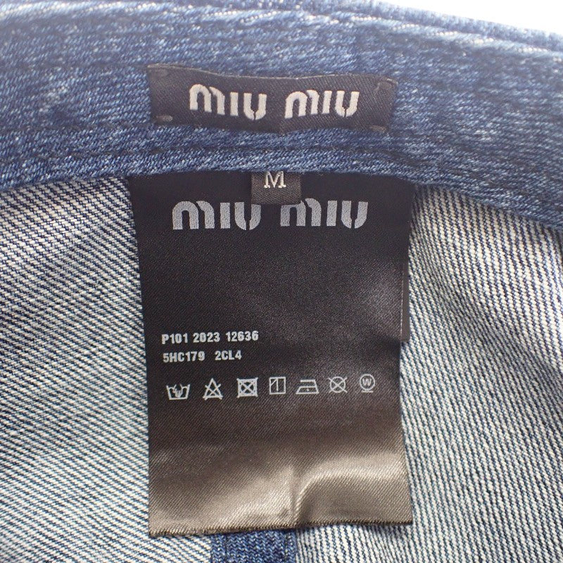 ミュウミュウ MIUMIU デニムベースボールキャップ 5HC179_2CL4 キャップ コットン ネイビー レディース ユニセックス【中古】【ABランク】