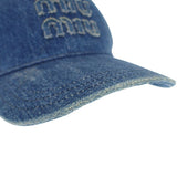 ミュウミュウ MIUMIU デニムベースボールキャップ 5HC179_2CL4 キャップ コットン ネイビー レディース ユニセックス【中古】【ABランク】