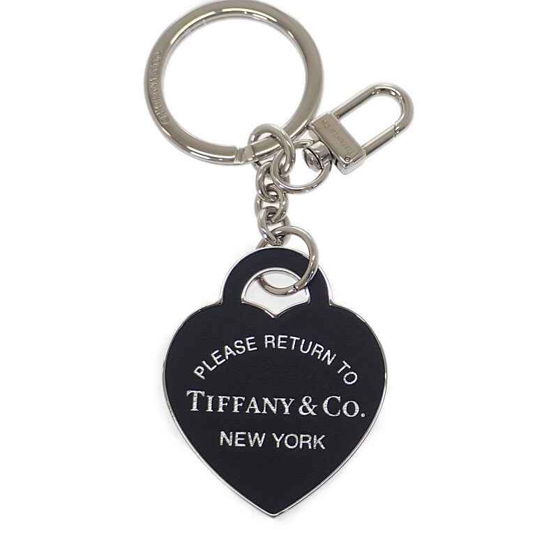 ティファニー TIFFANY&Co. レザー インレイド ハート タグ キーリング 73911974 キーホルダー メタル シルバー レディース【中古】【Aランク】