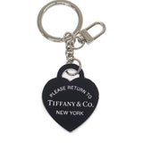 ティファニー TIFFANY&Co. レザー インレイド ハート タグ キーリング 73911974 キーホルダー メタル シルバー レディース【中古】【Aランク】