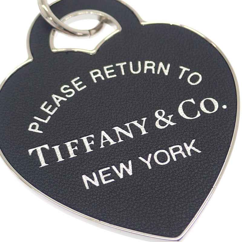 ティファニー TIFFANY&Co. レザー インレイド ハート タグ キーリング 73911974 キーホルダー メタル シルバー レディース【中古】【Aランク】