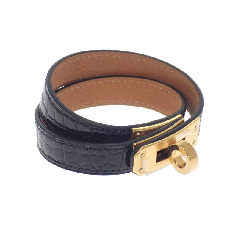 エルメス HERMES ケリー ドゥブルトゥール Wブレス H066303CC89T2 ブレスレット アリゲーター ブラック ゴールド金具 #S レディース メンズ【中古】【ABランク】