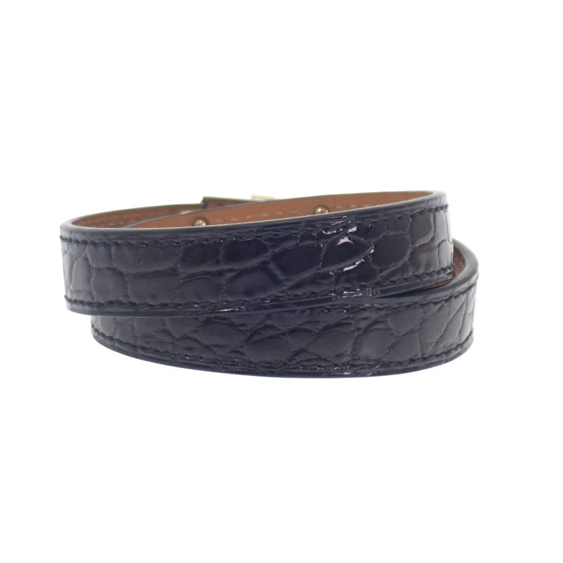エルメス HERMES ケリー ドゥブルトゥール Wブレス S H066303 ブレスレット アリゲーター ブラック ゴールド金具 レディース メンズ【中古】【ABランク】