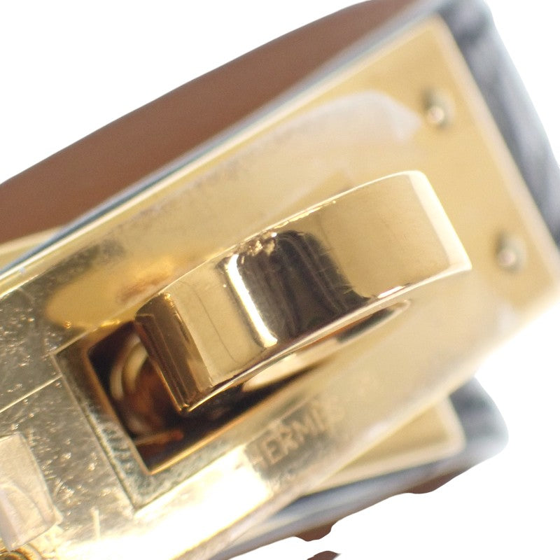 エルメス HERMES ケリー ドゥブルトゥール Wブレス S H066303 ブレスレット アリゲーター ブラック ゴールド金具 レディース メンズ【中古】【ABランク】