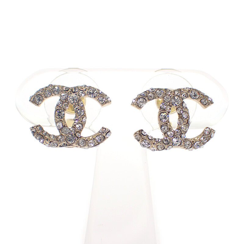 シャネル CHANEL ココマーク F19A刻印 ピアス メタル ストラス ゴールド レディース【中古】【ABランク】