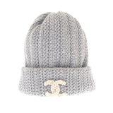 シャネル CHANEL ココマーク ニット帽 AA9341 ニットキャップ カシミヤ グレー レディース メンズ【中古】【Aランク】