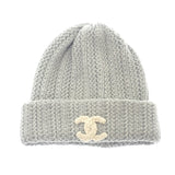 シャネル CHANEL ココマーク ニット帽 AA9341 ニットキャップ カシミヤ グレー レディース メンズ【中古】【Aランク】