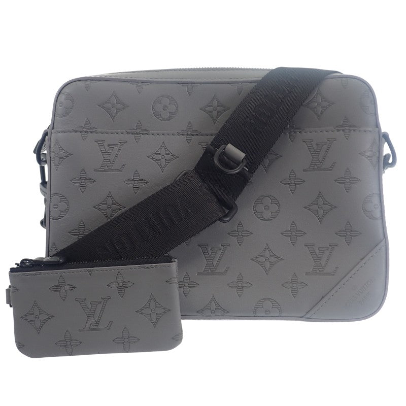 ルイヴィトン LOUIS VUITTON デュオ メッセンジャー M46104 ショルダーバッグ カーフ モノグラム・シャドウ グレー メンズ【中古】【Aランク】