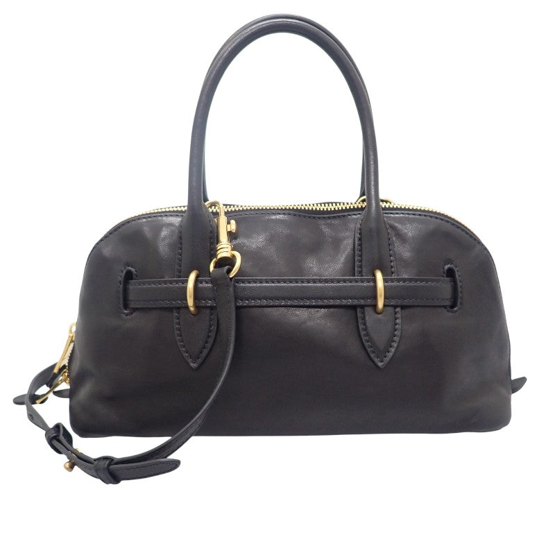 ミュウミュウ MIUMIU アバンチュールトップハンドル 5BB168_2BBL_F0002 2WAYバッグ ラムスキン ブラック ゴールド金具 レディース【中古】【Aランク】