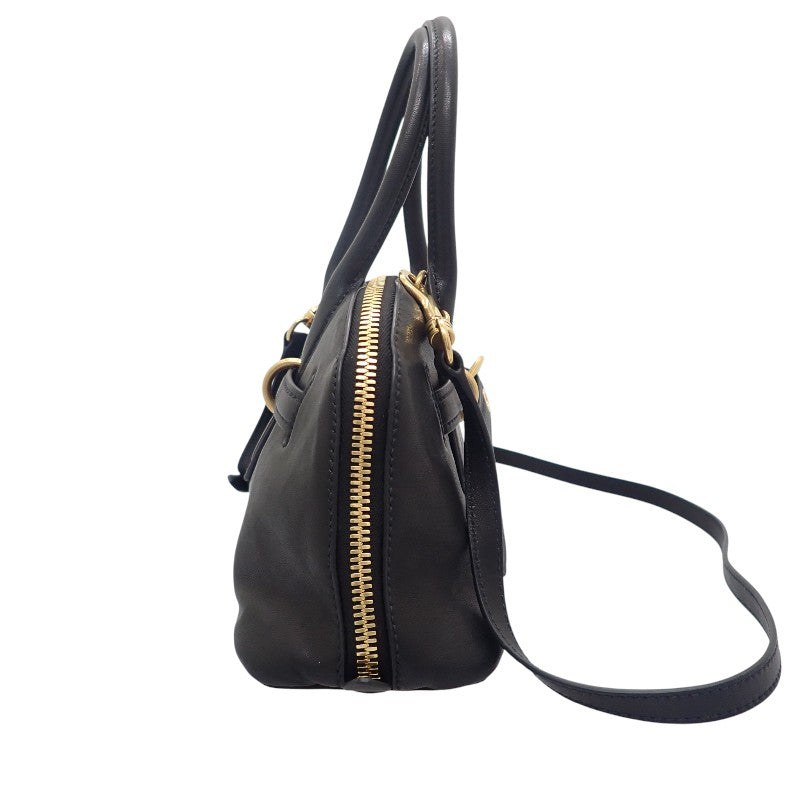 ミュウミュウ MIUMIU アバンチュールトップハンドル 5BB168_2BBL_F0002 2WAYバッグ ラムスキン ブラック ゴールド金具 レディース【中古】【Aランク】