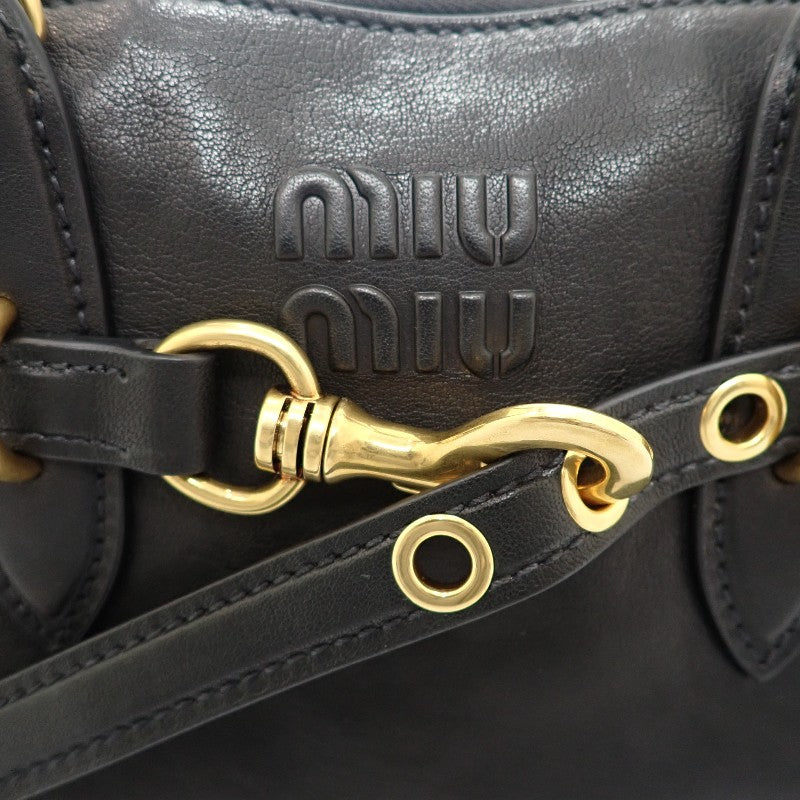 ミュウミュウ MIUMIU アバンチュールトップハンドル 5BB168_2BBL_F0002 2WAYバッグ ラムスキン ブラック ゴールド金具 レディース【中古】【Aランク】