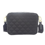 プラダ PRADA エンブロダイリー ファブリック 2VH069 ショルダーバッグ ポリエステル サフィアーノ ブラック ゴールド金具 メンズ レディース【中古】【Aランク】
