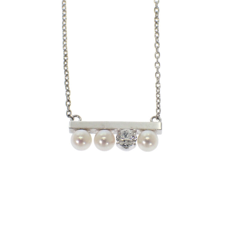 タサキ TASAKI プチ バランス ダイヤモンド ソロ P-16743-3-18KWG ネックレス K18ホワイトゴールド アコヤ真珠 ダイヤモンド レディース【中古】【Aランク】