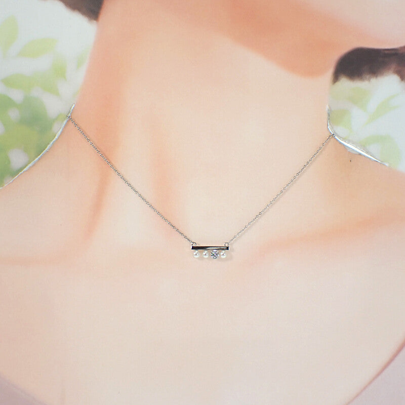 タサキ TASAKI プチ バランス ダイヤモンド ソロ P-16743-3-18KWG ネックレス K18ホワイトゴールド アコヤ真珠 ダイヤモンド レディース【中古】【Aランク】