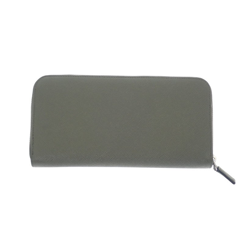 プラダ PRADA ジップアラウンドウォレット 2ML317_QHH_F0466 長財布 サフィアーノ グリーン シルバー金具 メンズ ユニセックス【中古】【ABランク】