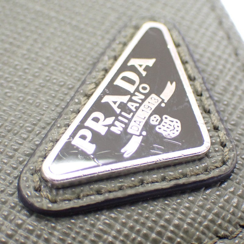 プラダ PRADA ジップアラウンドウォレット 2ML317_QHH_F0466 長財布 サフィアーノ グリーン シルバー金具 メンズ ユニセックス【中古】【ABランク】