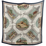 エルメス HERMES カレ70 LA CHASSE EN AFRIQUE スカーフ シルク ホワイト レディース【中古】【Aランク】
