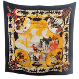 エルメス HERMES カレ90 feria de sevilla セビリアの休日 スカーフ シルク ブラック イエロー レディース【中古】【Aランク】