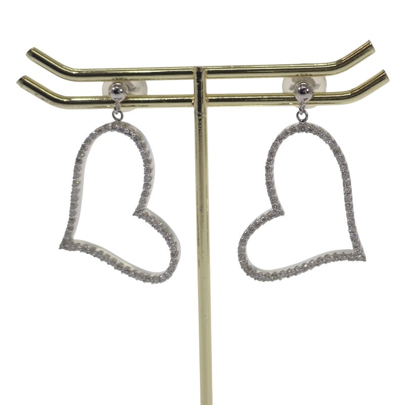 デザインジュエリー ハート ピアス K18ホワイトゴールド K14ホワイトゴールド ダイヤモンド レディース【中古】【Aランク】