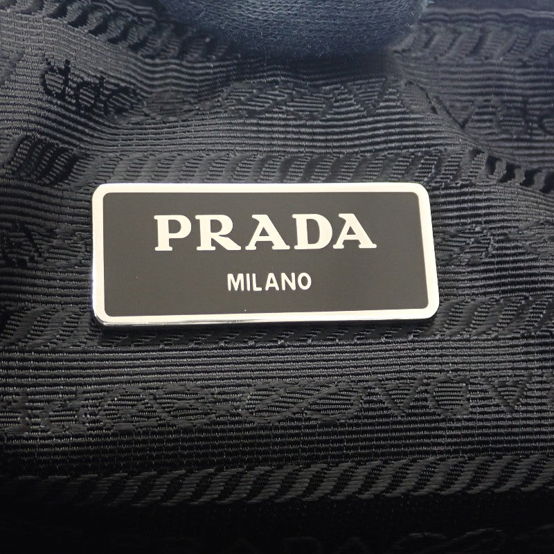 プラダ PRADA Re-Edition 2000 Re-Nylon 1BH046 ショルダーバッグ ナイロン レザー ブラック NERO シルバー金具 レディース【中古】【ABランク】