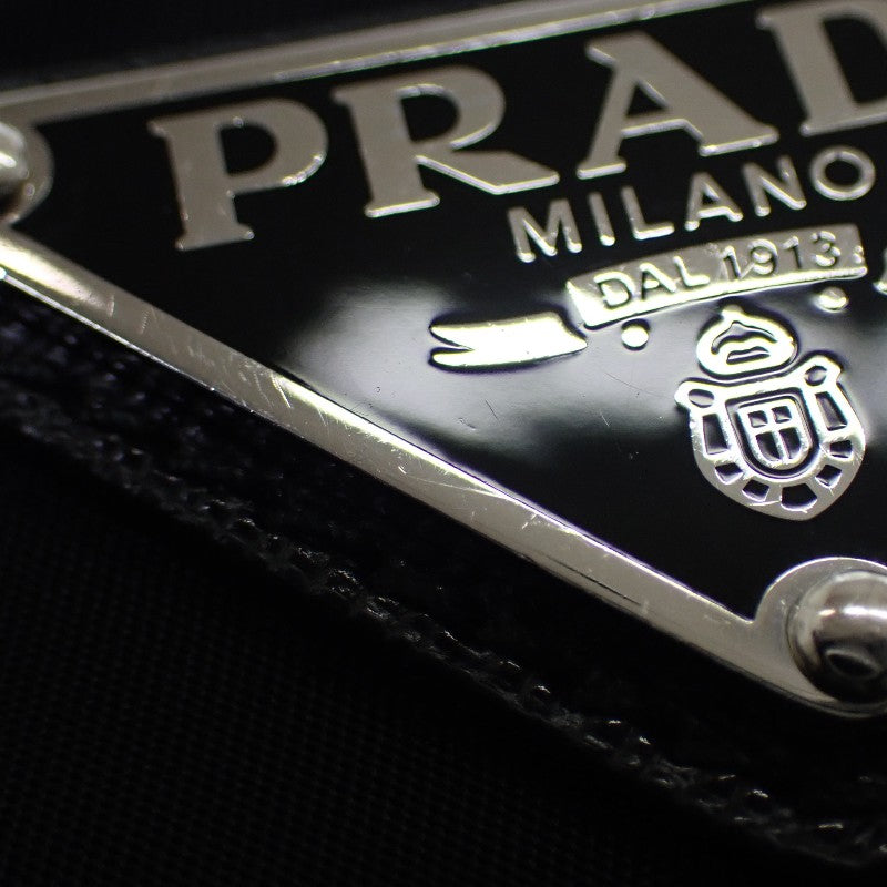 プラダ PRADA Re-Edition 2000 Re-Nylon 1BH046 ショルダーバッグ ナイロン レザー ブラック NERO シルバー金具 レディース【中古】【ABランク】