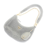 プラダ PRADA Re-Edition シアリング ミニ 1BC204 2EC9 F0591 ショルダーバッグ 3WAYバッグ ファー グレー ゴールド金具 レディース【中古】【ABランク】