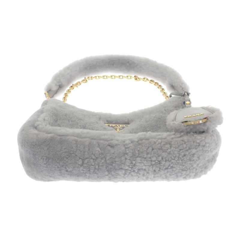 プラダ PRADA Re-Edition シアリング ミニ 1BC204 2EC9 F0591 ショルダーバッグ ファー グレー ゴールド金具 レディース【中古】【ABランク】