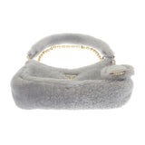 プラダ PRADA Re-Edition シアリング ミニ 1BC204 2EC9 F0591 ショルダーバッグ 3WAYバッグ ファー グレー ゴールド金具 レディース【中古】【ABランク】