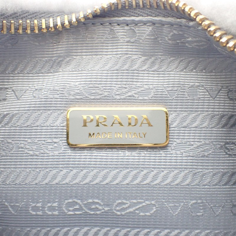PRADA Re-Edition 羊毛迷你手袋 1BC204 2EC9 F0591 肩背包 毛皮 灰色 金色金屬配件 女士【中古】【AB級】