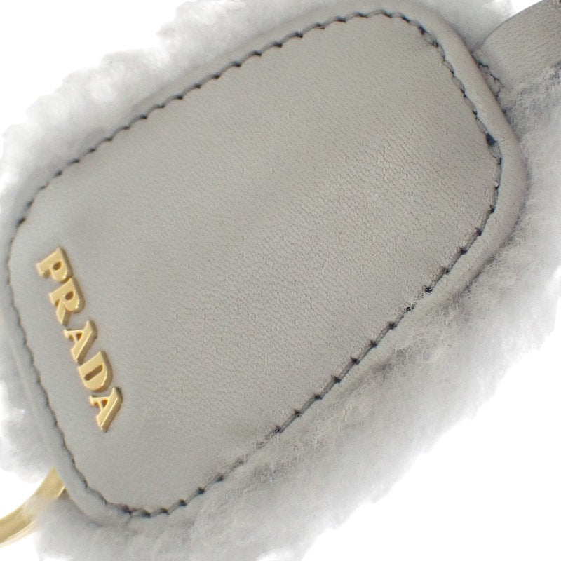 PRADA Re-Edition 羊毛迷你手袋 1BC204 2EC9 F0591 肩背包 毛皮 灰色 金色金屬配件 女士【中古】【AB級】