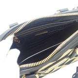 プラダ PRADA シンボル エンブロイダリー トップハンドル 1BB846 2WAYバッグ ポリエステル サフィアーノ ブラック ベージュ ゴールド金具 レディース【中古】【Aランク】