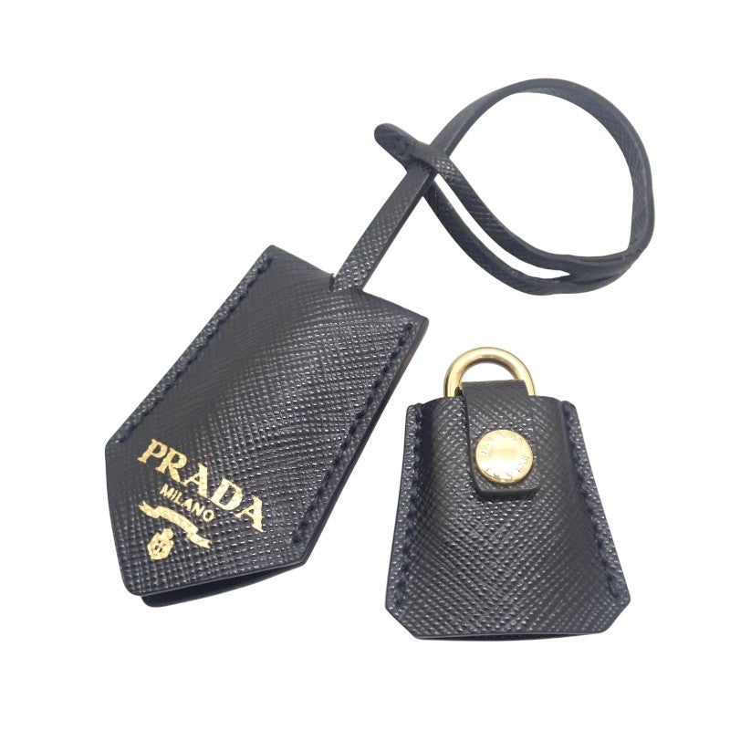 プラダ PRADA シンボル エンブロイダリー トップハンドル 1BB846 2WAYバッグ ポリエステル サフィアーノ ブラック ベージュ ゴールド金具 レディース【中古】【Aランク】