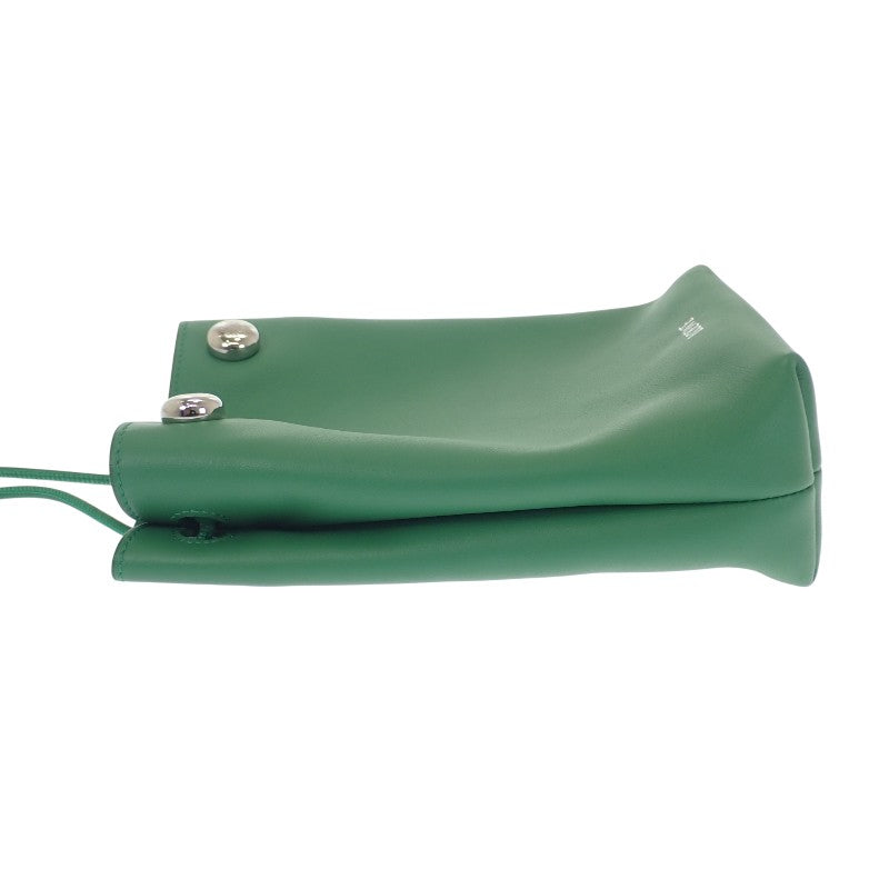 ロエベ LOEWE ペブルポーチ CANBSPPX01 ショルダーバッグ カーフ グリーン シルバー金具 レディース【中古】【Aランク】