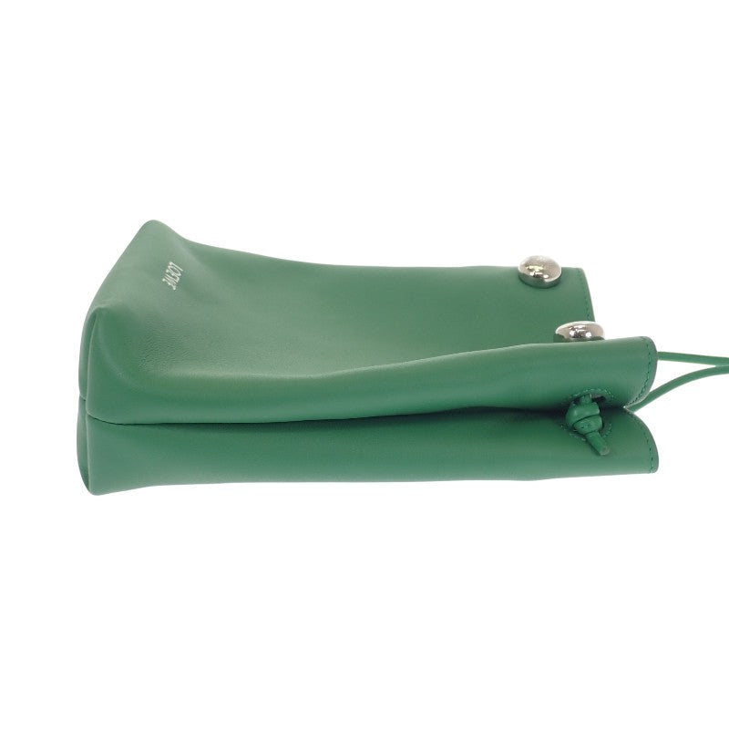 ロエベ LOEWE ペブルポーチ CANBSPPX01 ショルダーバッグ カーフ グリーン シルバー金具 レディース【中古】【Aランク】