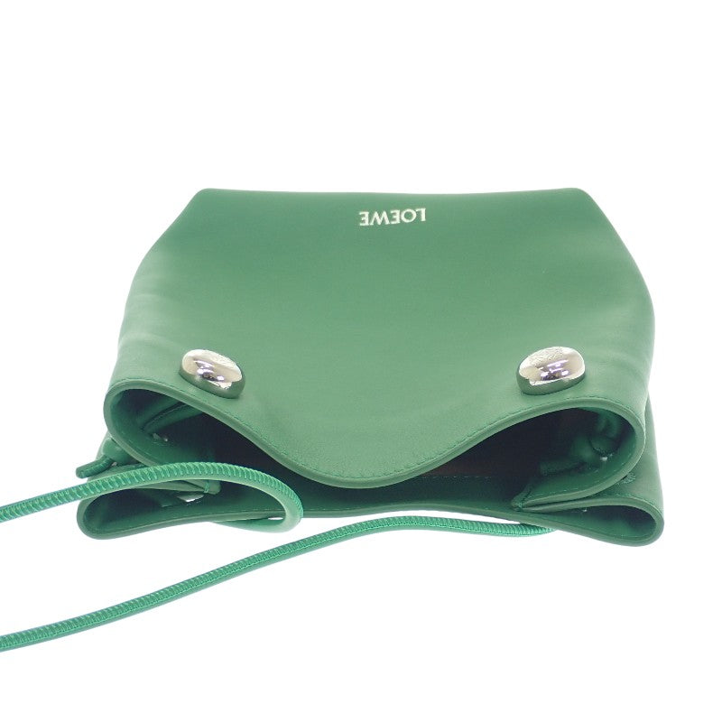 ロエベ LOEWE ペブルポーチ CANBSPPX01 ショルダーバッグ カーフ グリーン シルバー金具 レディース【中古】【Aランク】