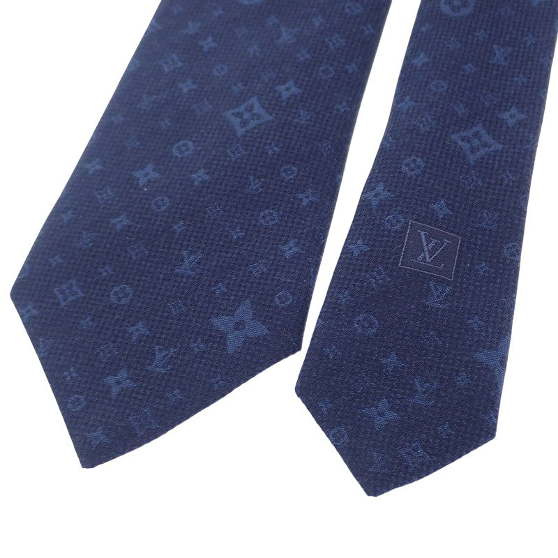 ルイヴィトン LOUIS VUITTON モノグラム スターズ M78022 モノグラム ネクタイ シルク ウール ネイビー メンズ【中古】【Aランク】