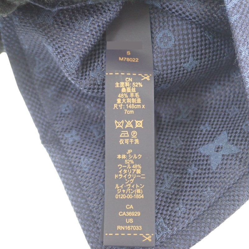 ルイヴィトン LOUIS VUITTON モノグラム スターズ M78022 モノグラム ネクタイ シルク ウール ネイビー メンズ【中古】【Aランク】