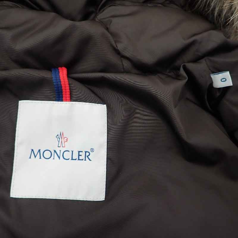 モンクレール MONCLER GENEVRIER ジェノブリエ ファー付ロングダウンコート 0 120934991725 68065 ダウンジャケット ナイロン ダウン90%/フェザー10% ダークブラウン レディース【中古】【ABランク】