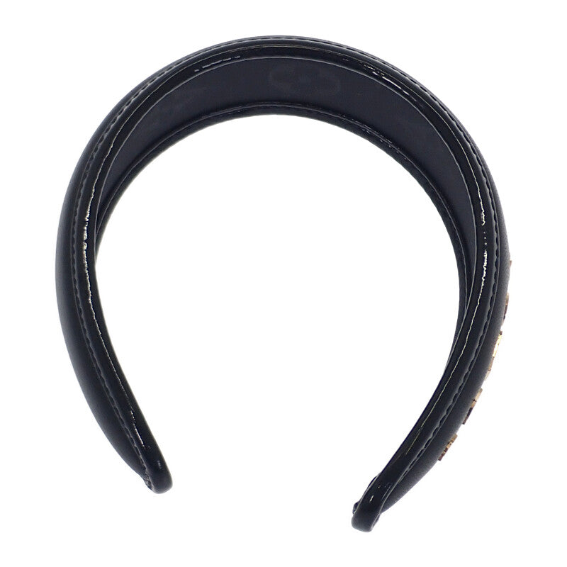 ルイヴィトン LOUIS VUITTON ヘッドバンド・クルーザー M77396 ヘアアクセサリー ラムスキン ブラック ゴールド金具 レディース【中古】【Aランク】