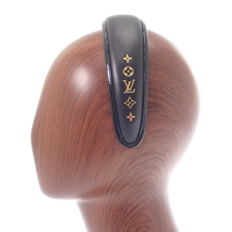 ルイヴィトン LOUIS VUITTON ヘッドバンド・クルーザー M77396 ヘアアクセサリー ラムスキン ブラック ゴールド金具 レディース【中古】【Aランク】