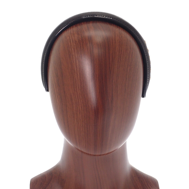 ルイヴィトン LOUIS VUITTON ヘッドバンド・クルーザー M77396 ヘアアクセサリー ラムスキン ブラック ゴールド金具 レディース【中古】【Aランク】