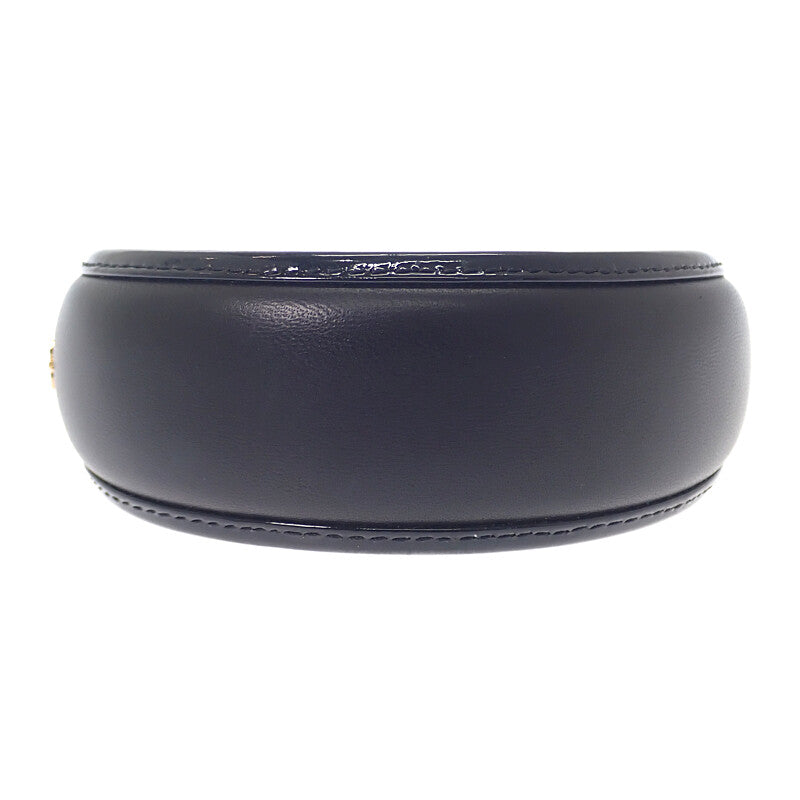 ルイヴィトン LOUIS VUITTON ヘッドバンド・クルーザー M77396 ヘアアクセサリー ラムスキン ブラック ゴールド金具 レディース【中古】【Aランク】