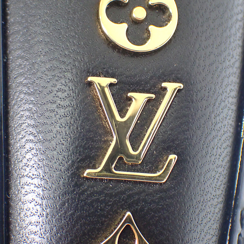 ルイヴィトン LOUIS VUITTON ヘッドバンド・クルーザー M77396 ヘアアクセサリー ラムスキン ブラック ゴールド金具 レディース【中古】【Aランク】