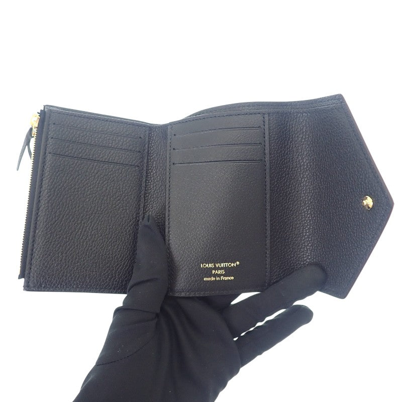 ルイヴィトン LOUIS VUITTON ポルトフォイユ ヴィクトリーヌ M80968 三つ折り財布 レザー トリヨンモノグラム ブラック ゴールド金具 レディース【中古】【Sランク】