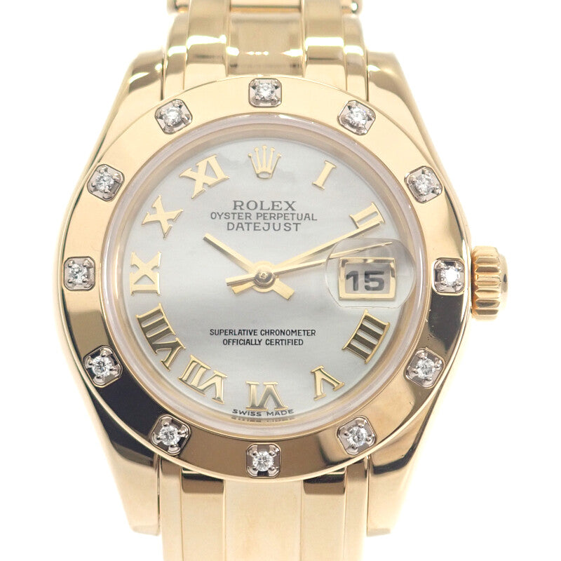 ロレックス ROLEX パールマスター 80318NR 腕時計 イエローゴールド 自動巻き ホワイトシェル文字盤 レディース【中古】【Aランク】